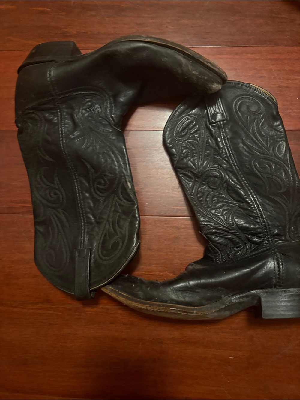 Black Women's Embroidered Western Boots VINTAGE